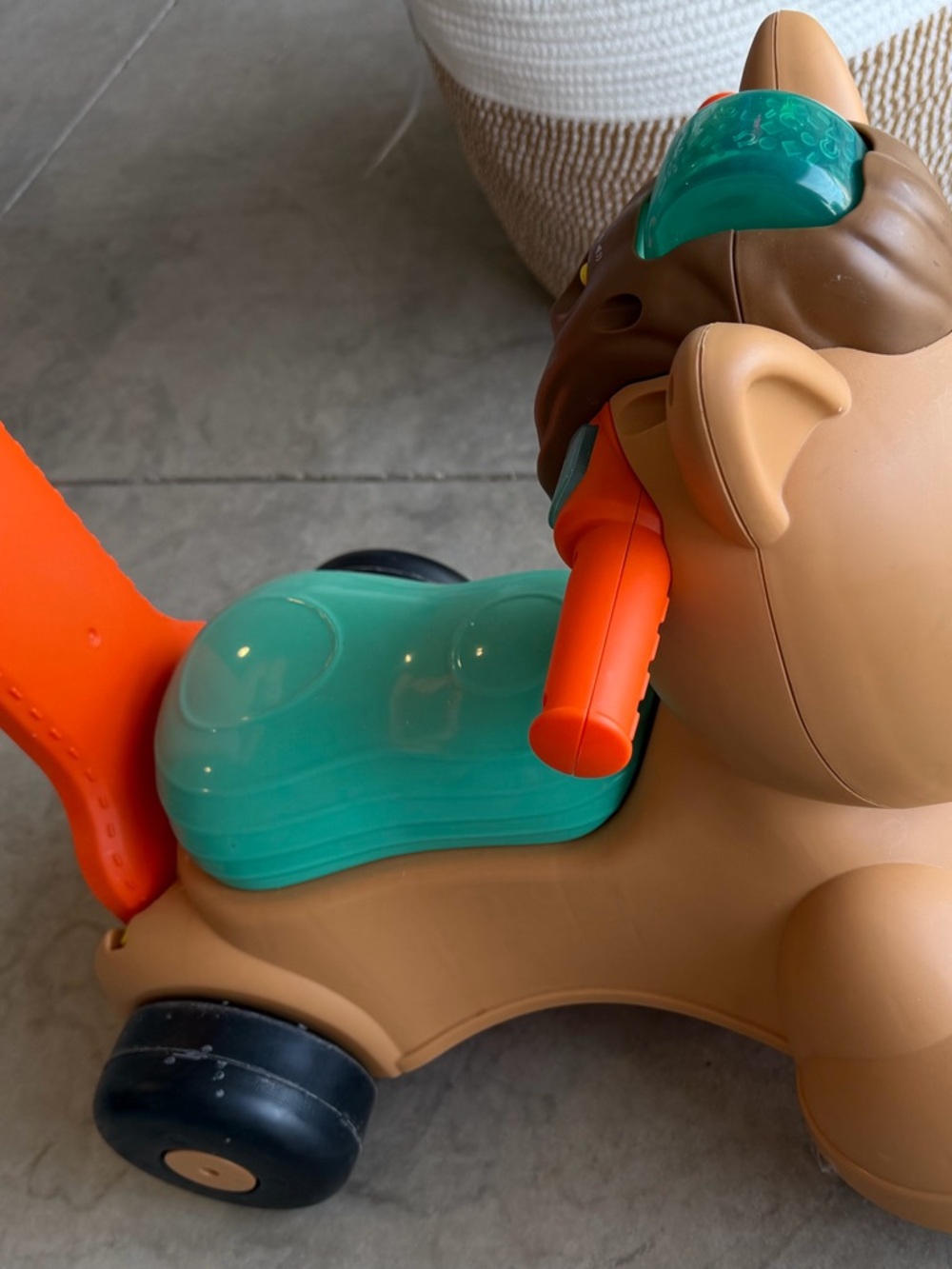 Ride-On Lion Walker Toy in Tan, Teal & Orange - Kids Toys
